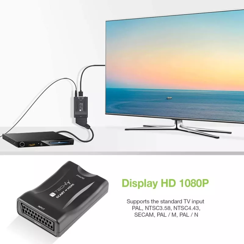 Techly IDATA SCART-HDMI3 μετατροπέας AV από Euro SCART σε HDMI, 720p/1080p