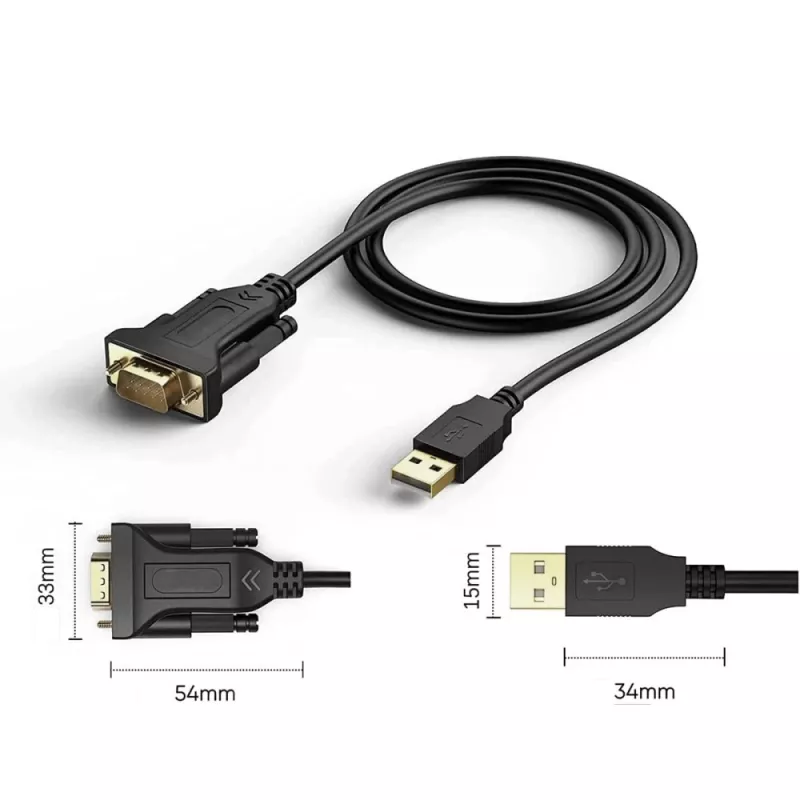 Σειριακό καλώδιο Techly IDATA-USB2-SER-1 μαύρο 1,5 m USB Type-A DB-9