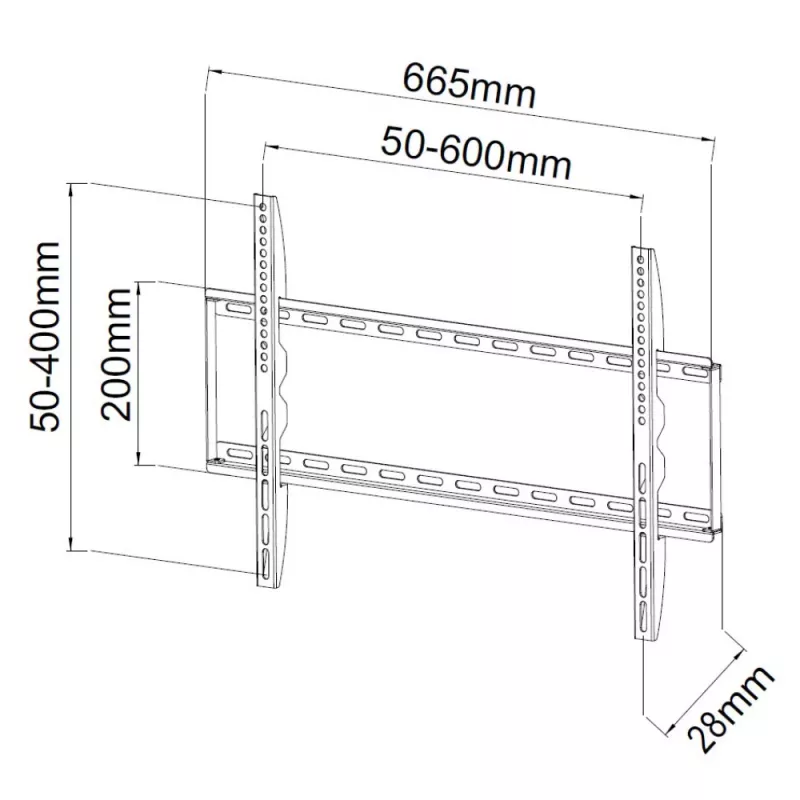 Techly ICA-PLB 162L επιτοίχια βάση τηλεόρασης, 40-65", 50 kg, λεπτή 28 mm