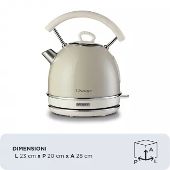 Ariete 2877 βραστήρας Vintage, 1,7 L, ασύρματος, μπεζ, 1,7 L, 2000 W, μπεζ, ένδειξη στάθμης νερού, ασύρματος, φίλτρο