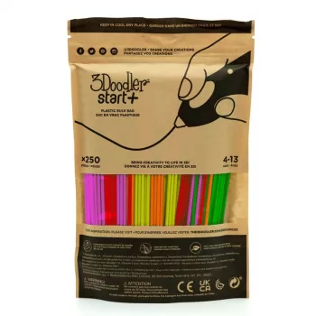 3DOODLER συσκευασία νήματος 3D-εκτύπωσης Start+ 250 τεμάχια, διάμετρος 2,5 mm, βιοδιασπώμενα φθορίζοντα χρώματα (νεον κόκκινο, πορτοκαλί, πράσινο, κίτρινο, ροζ)