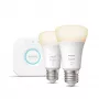 Philips Hue White Starter-Kit: 2 E27 Smart Bulbs (1100), Smart-Beleuchtungskit, Bluetooth/Zigbee, Λευκό, LED, E27, A60
