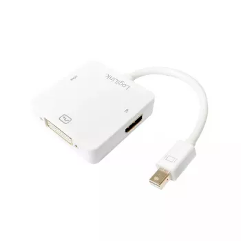 LogiLink CV0045A αντάπτορας Mini DisplayPort σε HDMI/DVI/DisplayPort, 4K, 0,15 m, λευκός