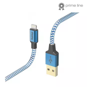 Καλώδιο Hama Reflective 1,5 m μπλε Lightning σε USB A 2,4 A