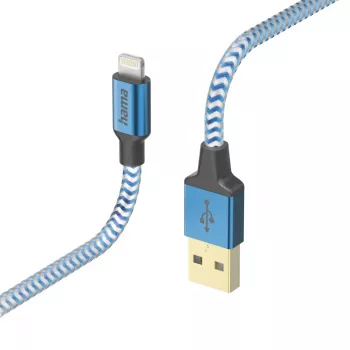 Καλώδιο Hama Reflective 1,5 m μπλε Lightning σε USB A 2,4 A