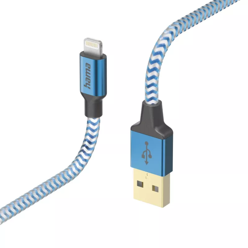 Καλώδιο Hama Reflective 1,5 m μπλε Lightning σε USB A 2,4 A