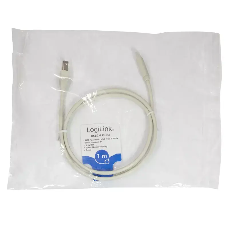 Καλώδιο USB LogiLink CU0160 USB 2.0 1m USB-C USB-B λευκό