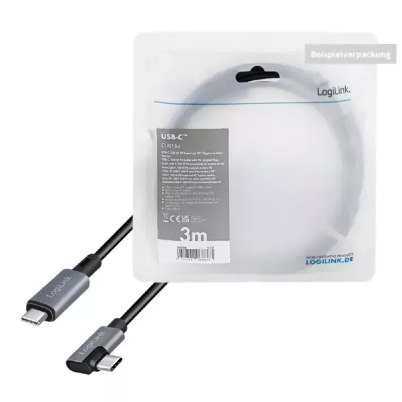 Καλώδιο USB LogiLink CU0183 2m USB-C μαύρο ασημί USB 2.0