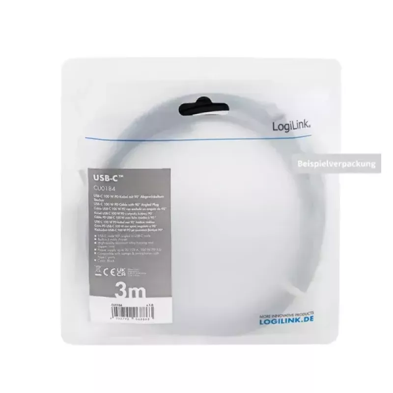 Καλώδιο USB LogiLink CU0183 2m USB-C μαύρο ασημί USB 2.0