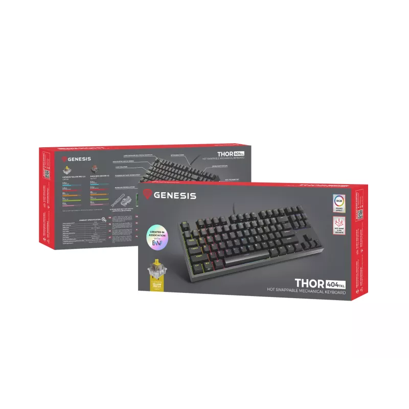 GENESIS Thor 404 TKL πληκτρολόγιο Gaming USB QWERTY US International μαύρο