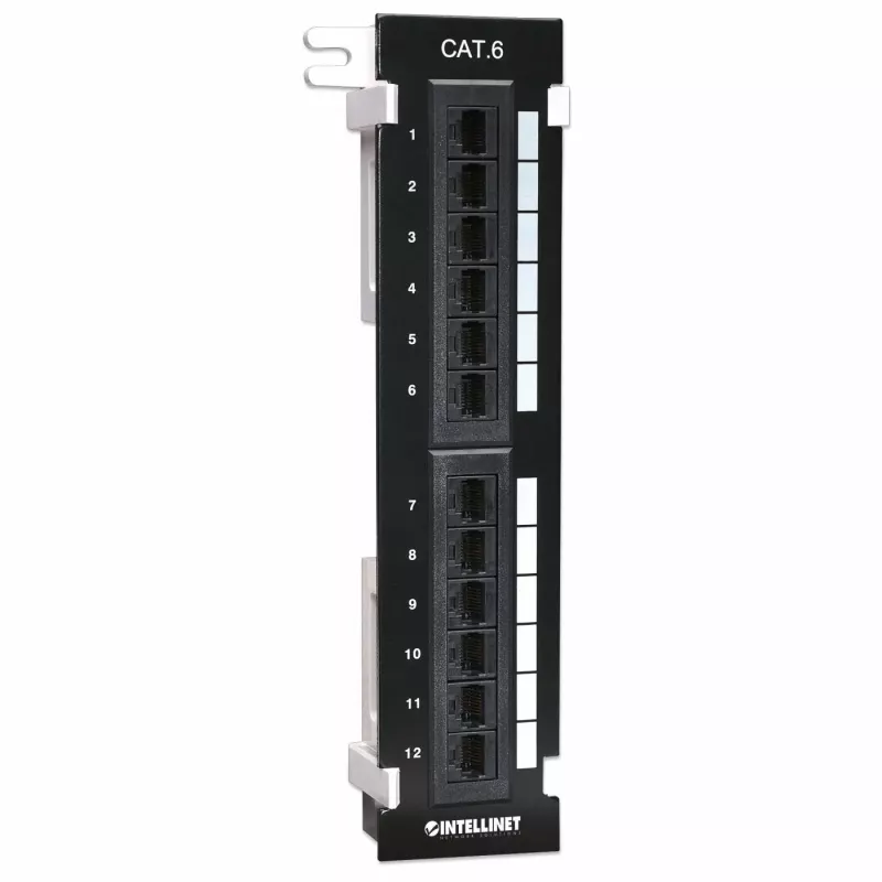 Intellinet Patch Panel, Cat6, επιτοίχιο, UTP, 12 Ports, μαύρο