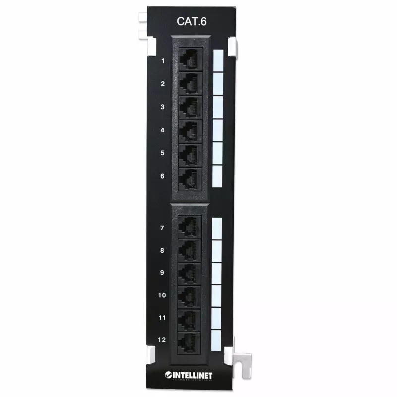 Intellinet Patch Panel, Cat6, επιτοίχιο, UTP, 12 Ports, μαύρο