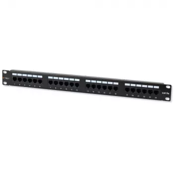 Techly 022861 I-PP 24-RU-C5ET patch panel 19 ιντσών, 24 θυρών Cat5e UTP, 1U, μαύρο