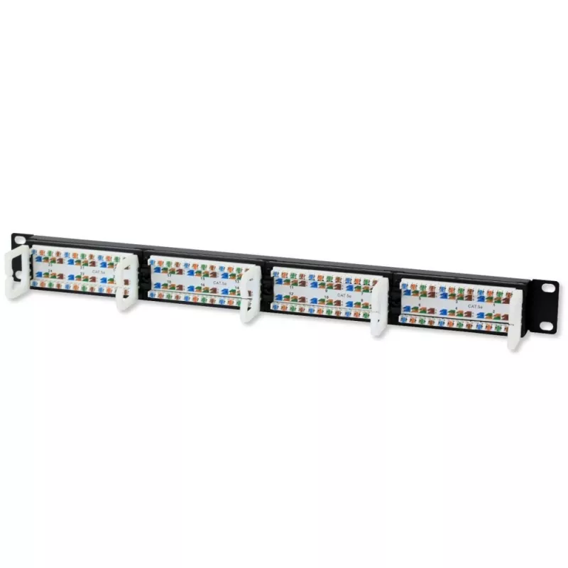 Techly 022861 I-PP 24-RU-C5ET patch panel 19 ιντσών, 24 θυρών Cat5e UTP, 1U, μαύρο