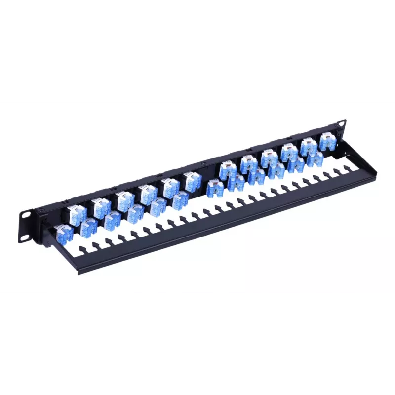 Techly UTP Patch Panel 24 θέσεις RJ45 Cat.6A κεκλιμένη έξοδος 1U μαύρο