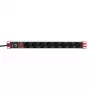 Techly 106893 PDU rack 19 ιντσών 1U πολύπριζο, 8x Schuko, 250 V/16 A, 3500 W, καλώδιο 3 m, αλουμίνιο, μαύρο