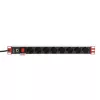 Techly 106893 PDU rack 19 ιντσών 1U πολύπριζο, 8x Schuko, 250 V/16 A, 3500 W, καλώδιο 3 m, αλουμίνιο, μαύρο