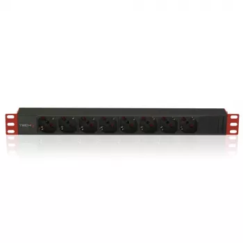 Πολύπριζο Techly 8 πρίζες για rack 19 inch βύσμα C14 1U μαύρο κόκκινο