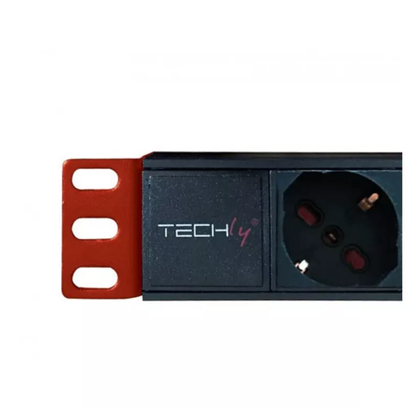 Πολύπριζο Techly 8 πρίζες για rack 19 inch βύσμα C14 1U μαύρο κόκκινο