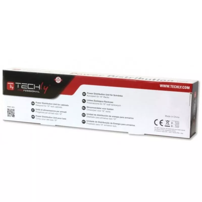 Πολύπριζο Techly 8 πρίζες για rack 19 inch βύσμα C14 1U μαύρο κόκκινο