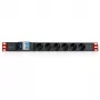 Techly 100471 PDU rack 19 ιντσών 1U πολύπριζο, 6x Schuko, 250 V/16 A, καλώδιο 3 m, διπλός διακόπτης, μαύρο