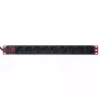 Πολύπριζο Techly 9 θέσεων 19 ίντσες Rack Schuko-Βύσμα Διακόπτης 1HE Μαύρο Κόκκινο