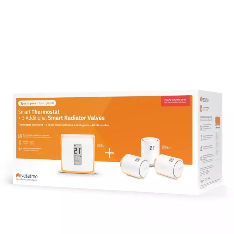 Netatmo Pack: Έξυπνος θερμοστάτης + 3 πρόσθετες έξυπνες βαλβίδες καλοριφέρ