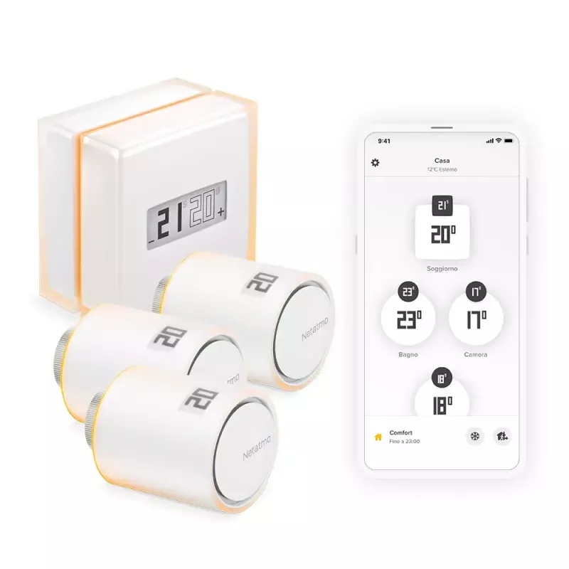 Netatmo Pack: Έξυπνος θερμοστάτης + 3 πρόσθετες έξυπνες βαλβίδες καλοριφέρ