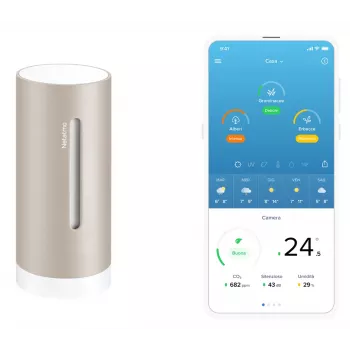 Ψηφιακός μετεωρολογικός σταθμός Netatmo NIM-S Sand — εσωτερικό θερμόμετρο, υγρόμετρο, ποιότητα αέρα, λειτουργία με μπαταρία (AAA)