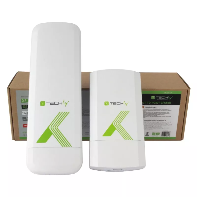 Techly I-WL-CPE880 (108439) CPE εξωτερικού χώρου / σημείο πρόσβασης / επαναλήπτης, Wi-Fi 802.11n, 5,8 GHz, 15 dBi, 300 Mbps, γέφυρα Point-to-Point / Point-to-Multipoint