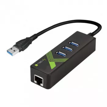 Techly IDATA-USB-ETGIGA-3U2 (105803) προσαρμογέας USB 3.0 σε Gigabit Ethernet με διανομέα USB 3.0 3 θυρών, USB-A, RJ45, αλουμίνιο