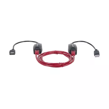 Manhattan USB-A Line Extender, για χρήση με καλώδιο δικτύου RJ45 (δεν περιλαμβάνεται), επεκτείνει συσκευές USB έως 60 m, τροφοδοσία από το bus, κατάλληλο για καλώδια δικτύου Cat5e/Cat6/Cat6A RJ45, Μαύρο, Τρία χρόνια εγγύηση