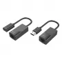 Techly IUSB-EXTENDTY2 Καλώδιο-Αντάπτορας RJ-45 USB 2.0 Type-A μαύρο