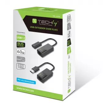 Techly IUSB-EXTENDTY2 Καλώδιο-Αντάπτορας RJ-45 USB 2.0 Type-A μαύρο