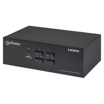 Διακόπτης KVM Manhattan 4 θυρών 4K@30Hz USB-A Ήχος Μικρόφωνο