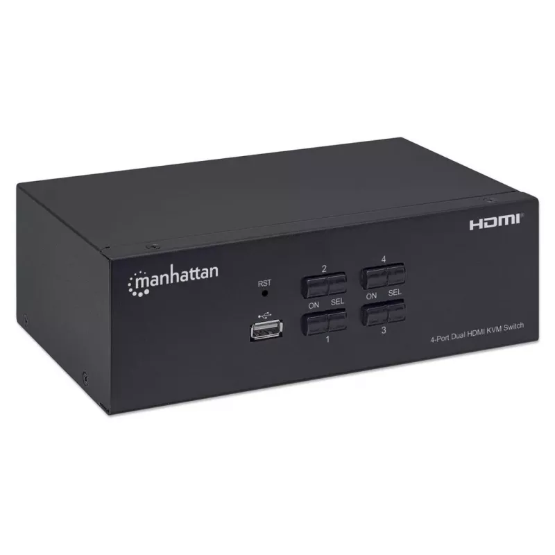 Διακόπτης KVM Manhattan 4 θυρών 4K@30Hz USB-A Ήχος Μικρόφωνο