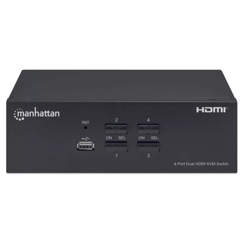 Διακόπτης KVM Manhattan 4 θυρών 4K@30Hz USB-A Ήχος Μικρόφωνο