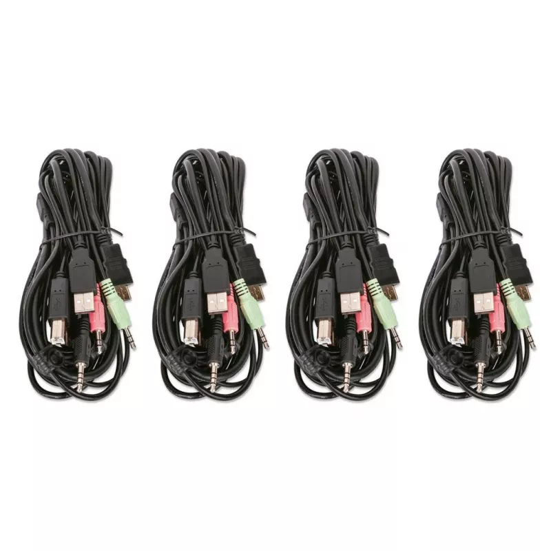 Διακόπτης KVM Manhattan 4 θυρών 4K@30Hz USB-A Ήχος Μικρόφωνο