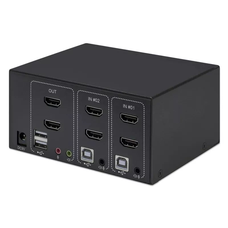KVM Switch Manhattan 2-Port 4K HDMI USB Audio Έλεγχος 2 υπολογιστών