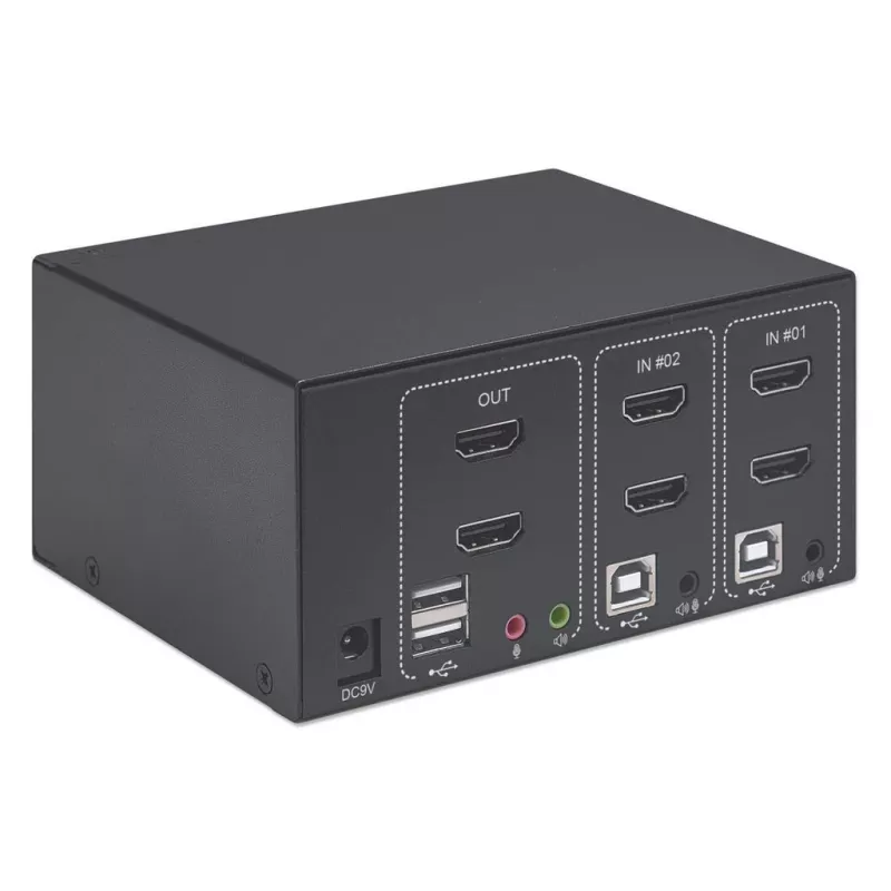 KVM Switch Manhattan 2-Port 4K HDMI USB Audio Έλεγχος 2 υπολογιστών