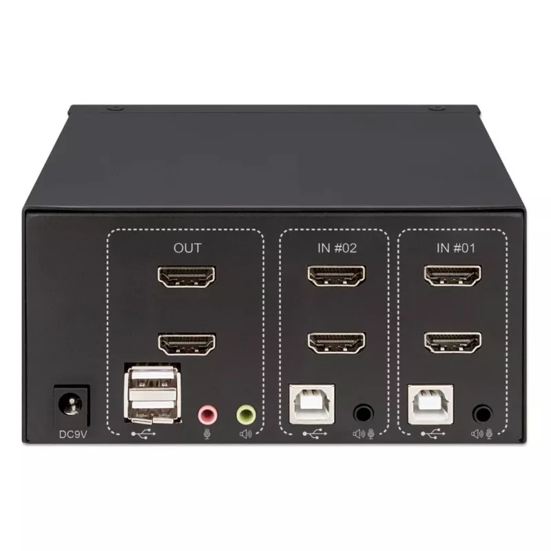 KVM Switch Manhattan 2-Port 4K HDMI USB Audio Έλεγχος 2 υπολογιστών