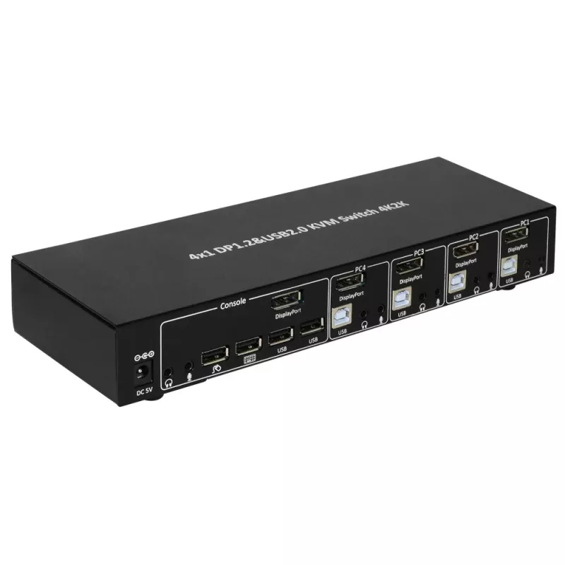 Techly IDATA DP-KVM4 KVM Switch Rack Mount Μαύρο