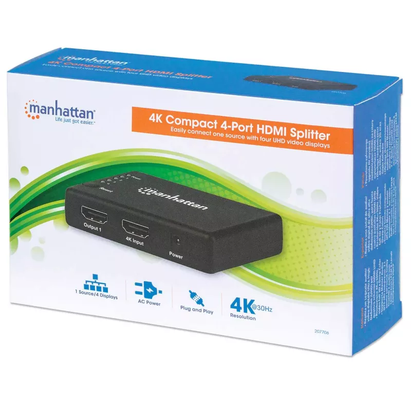 Διαχωριστής HDMI Manhattan 4 θυρών Compact