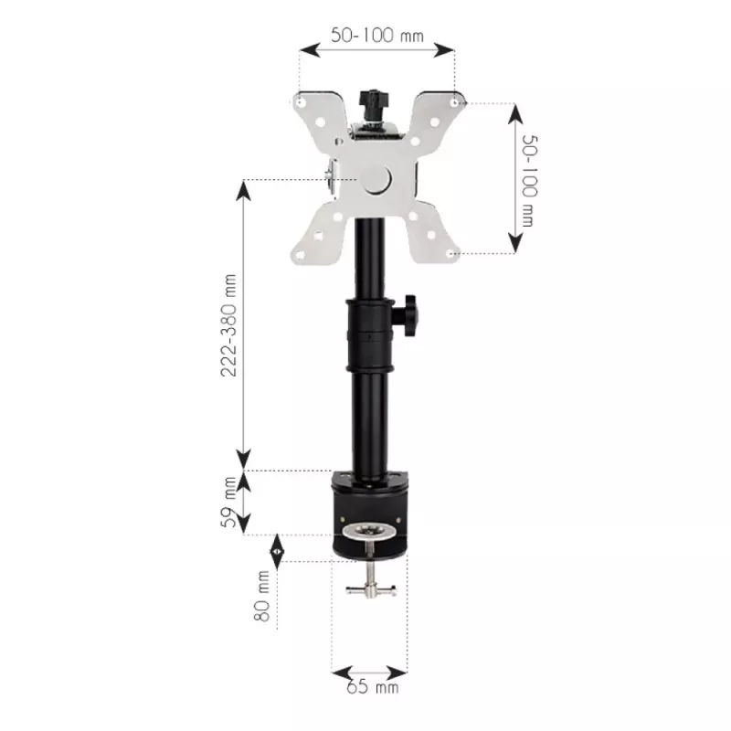 Techly ICA-LCD 500BK βάση γραφείου για οθόνη 13–30 ιντσών (76,2 cm), έως 15 kg, VESA 75x75/100x100, μαύρη