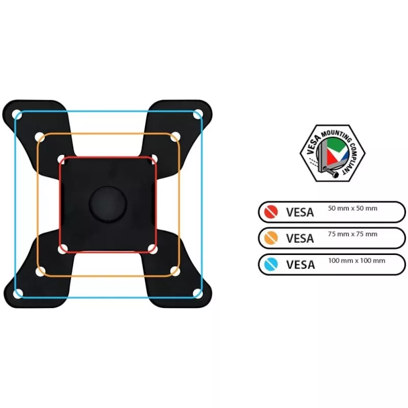 Techly ICA-LCD 500BK βάση γραφείου για οθόνη 13–30 ιντσών (76,2 cm), έως 15 kg, VESA 75x75/100x100, μαύρη
