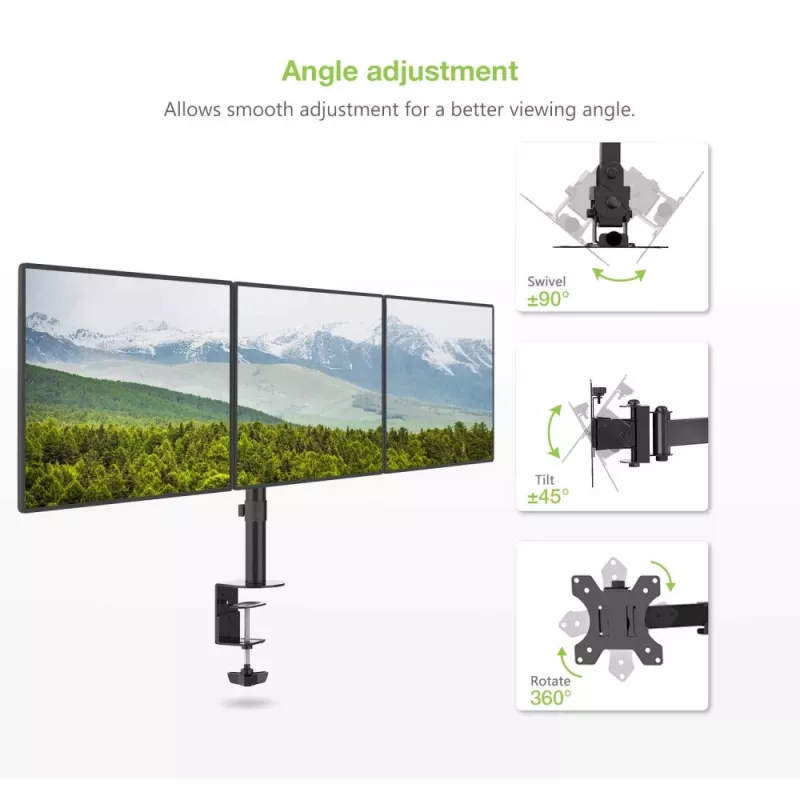 Techly 13-24 ίντσες Βάση γραφείου για 3 οθόνες με σφιγκτήρα ICA-LCD 482-T