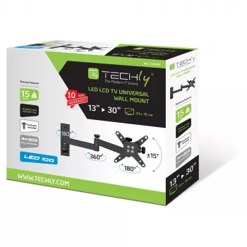 Techly 13-30 ίντσες Βάση τοίχου για LED-LCD-TV με κλίση 3 αρθρώσεις Μαύρη” ICA-LCD 104BK