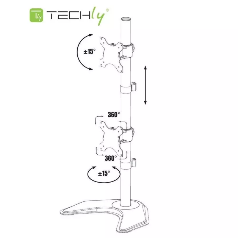 Techly ICA-LCD 2520V Βάση οθόνης / Stand 68.6 cm (27 ίντσες) Γραφείου Μαύρη