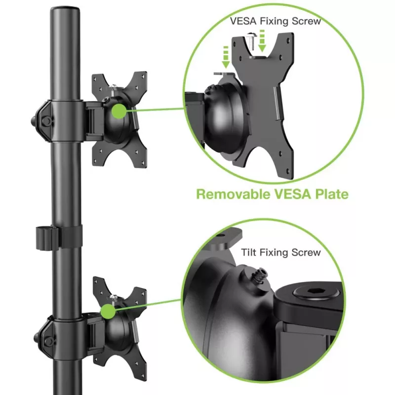 Techly ICA-LCD 2520V Βάση οθόνης / Stand 68.6 cm (27 ίντσες) Γραφείου Μαύρη