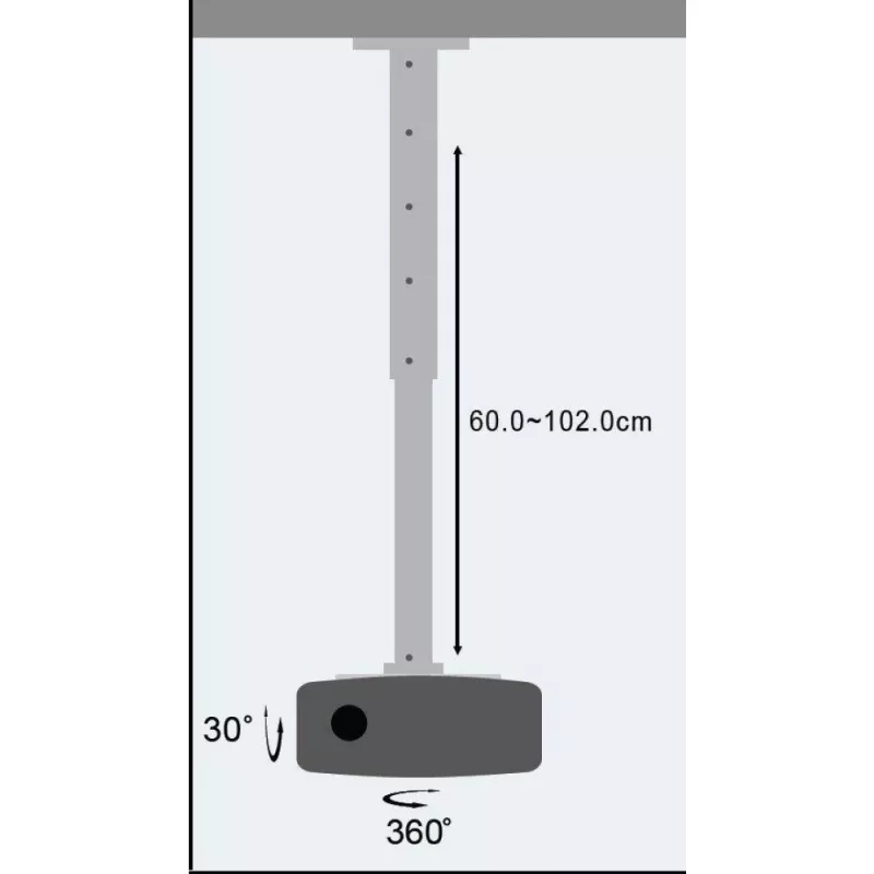 Techly Βάση προβολέα οροφής Προέκταση 60–102 cm Ασημί ICA-PM 102XL